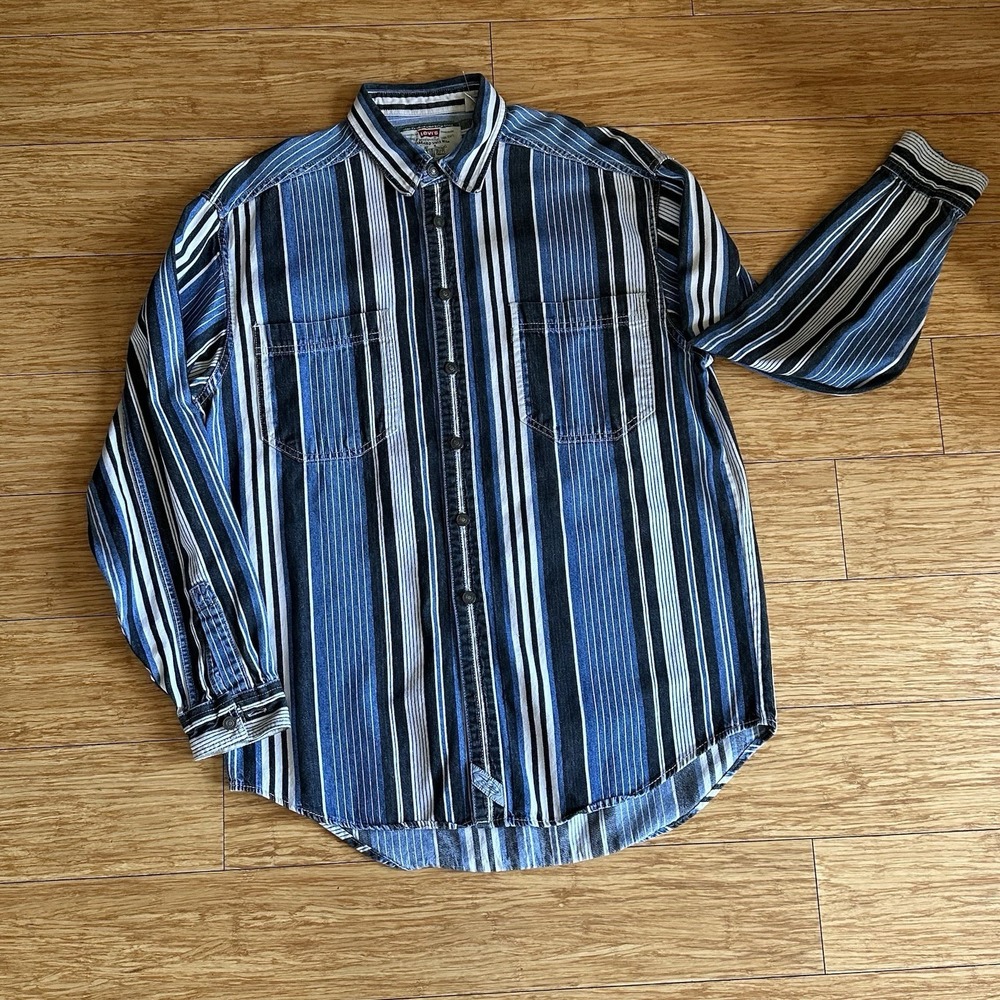 90's Vintage Levi's Western Stripe Button Down Long Sleeve Men's Medium